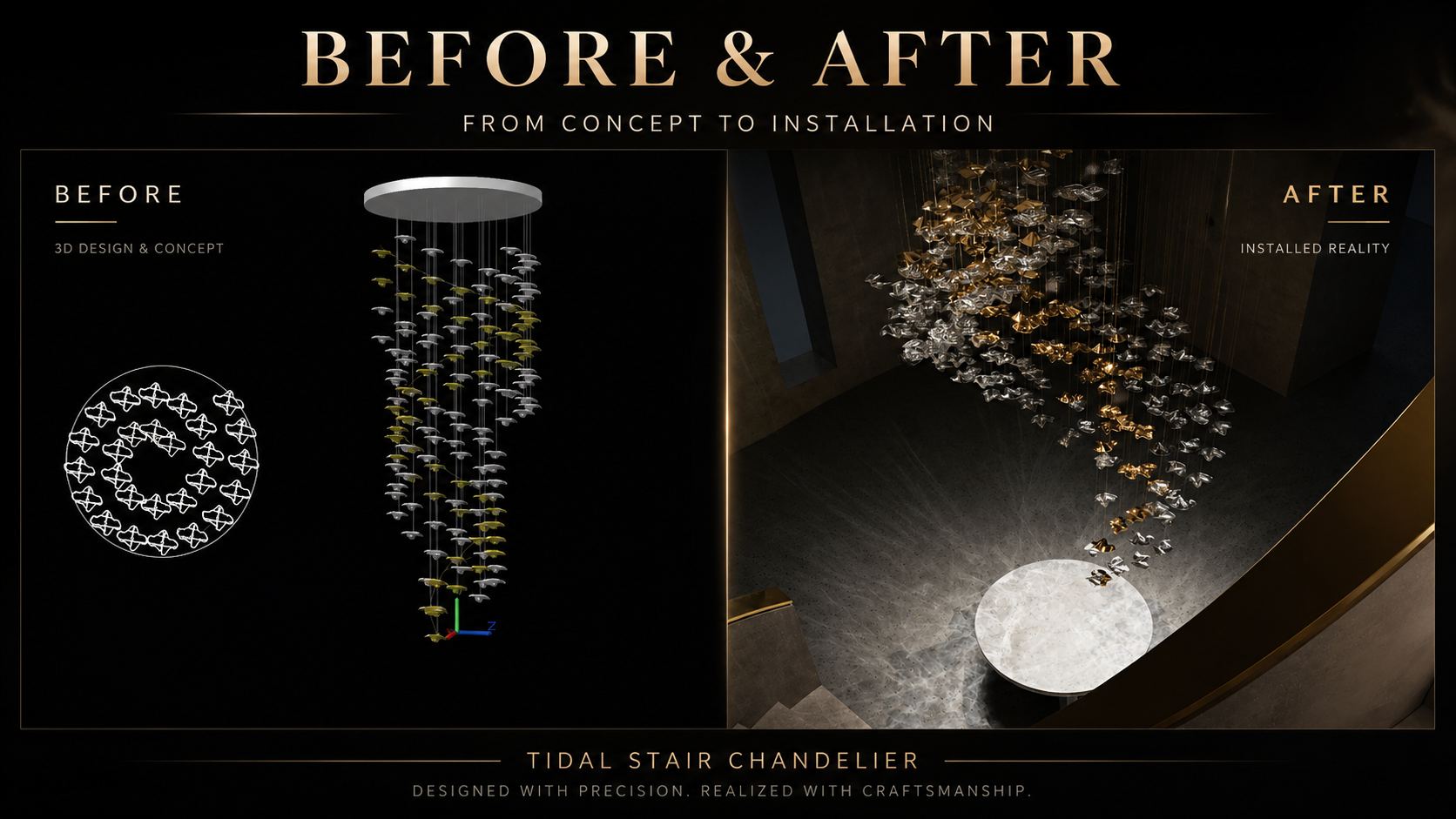 Custom Sand Sea Chandelier for Luxury Coastal Resort in Santorini