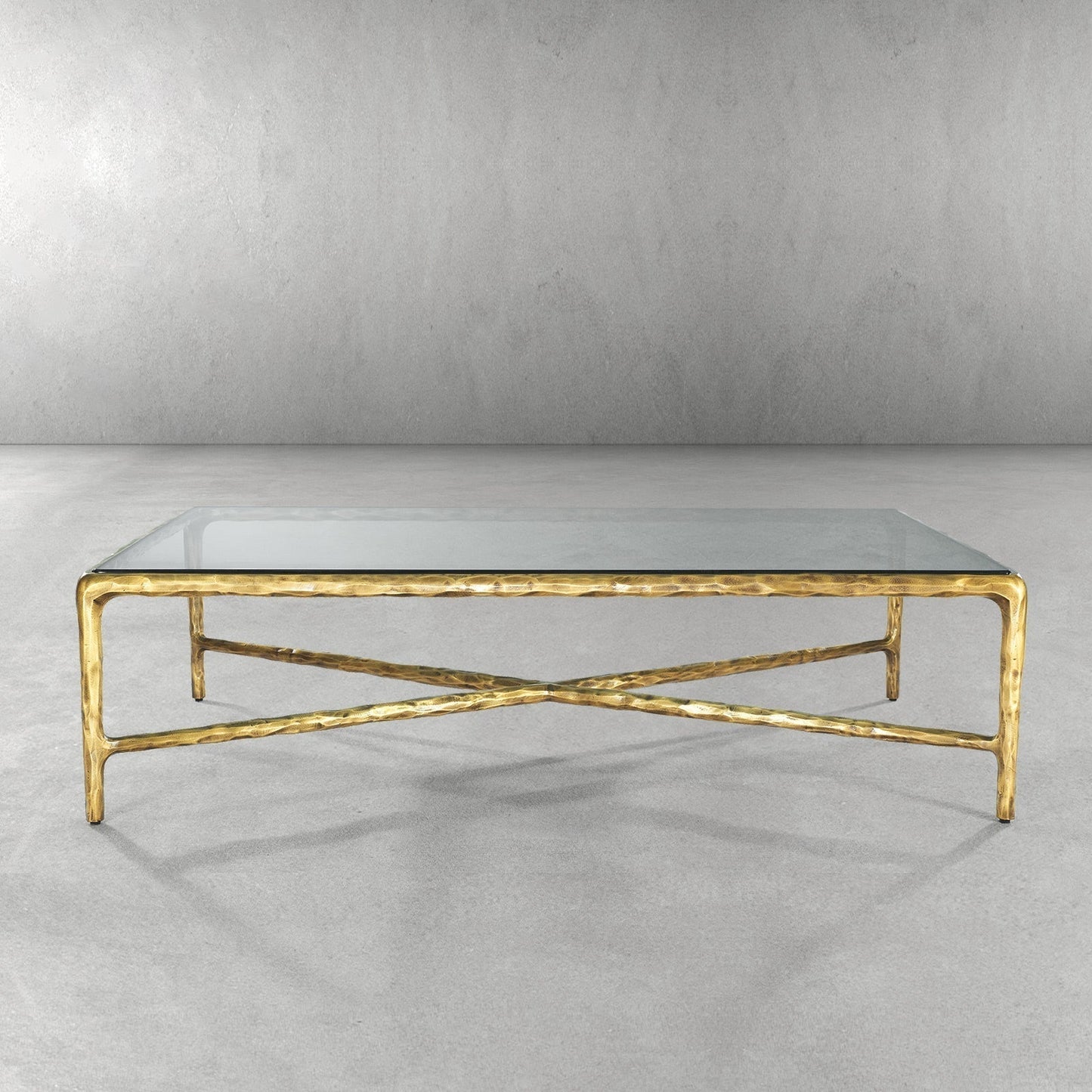 Hand Forged Metal Square Glass Coffee Table