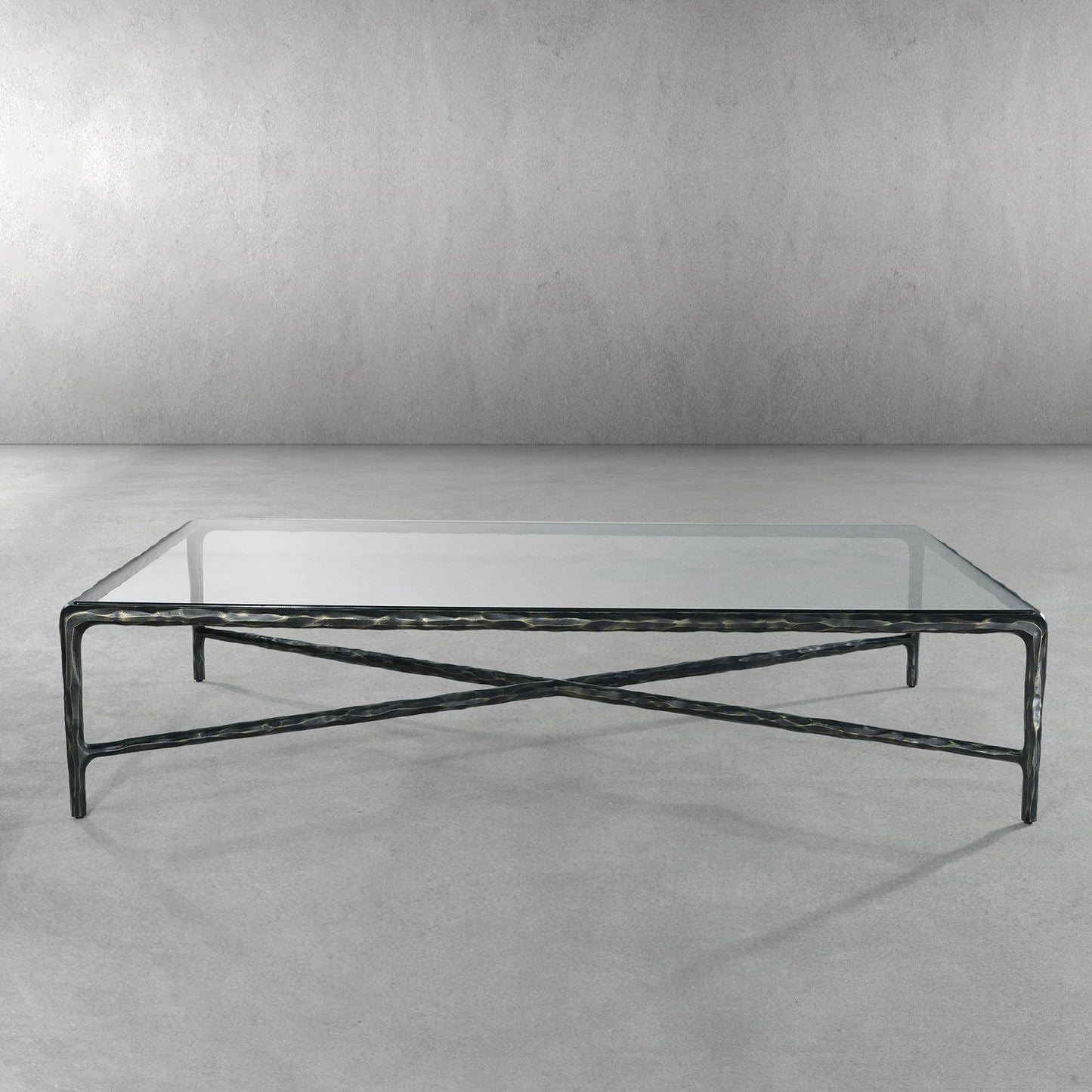Hand Forged Metal Square Glass Coffee Table