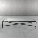 Hand Forged Metal Square Glass Coffee Table