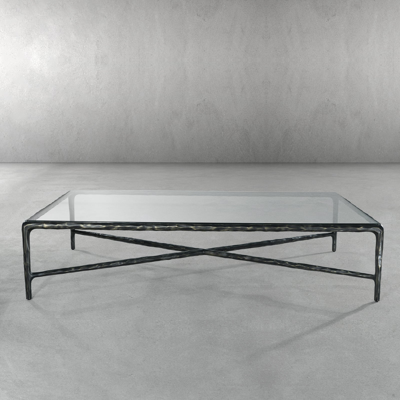 Hand Forged Metal Square Glass Coffee Table