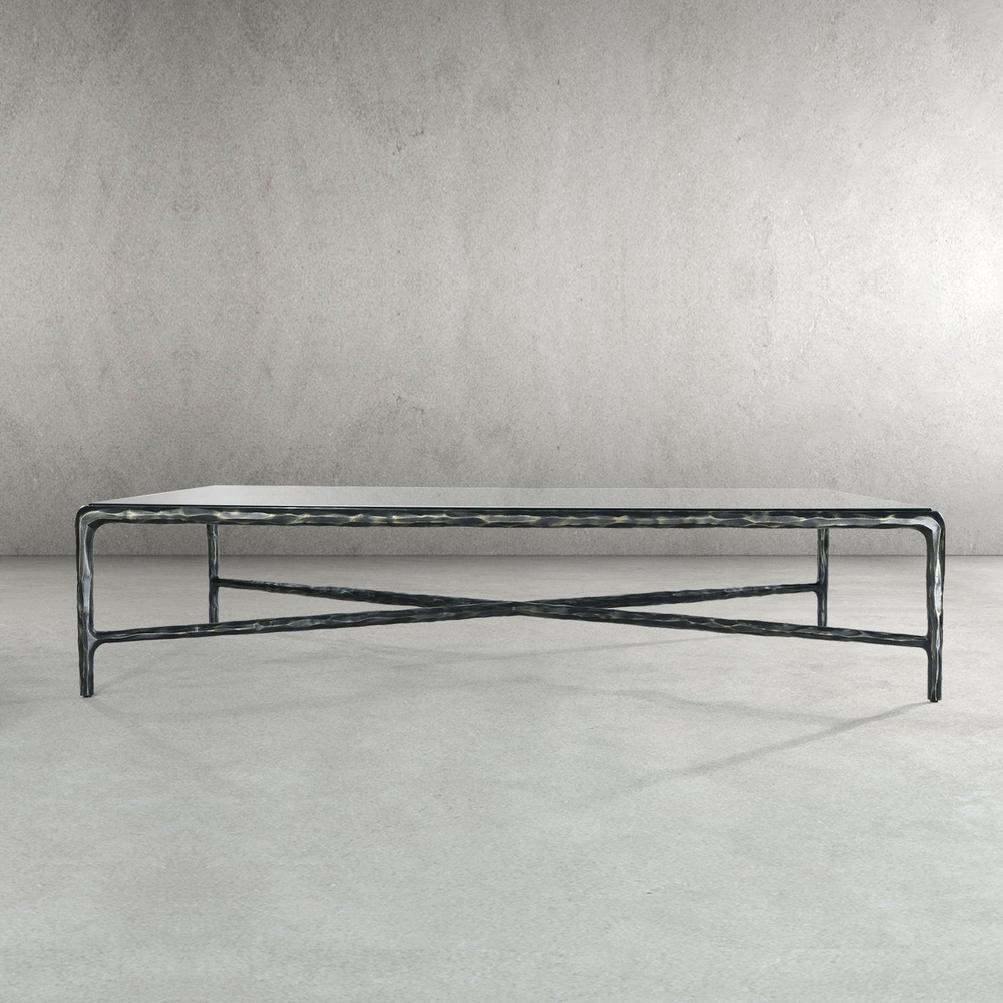 Hand Forged Metal Square Glass Coffee Table