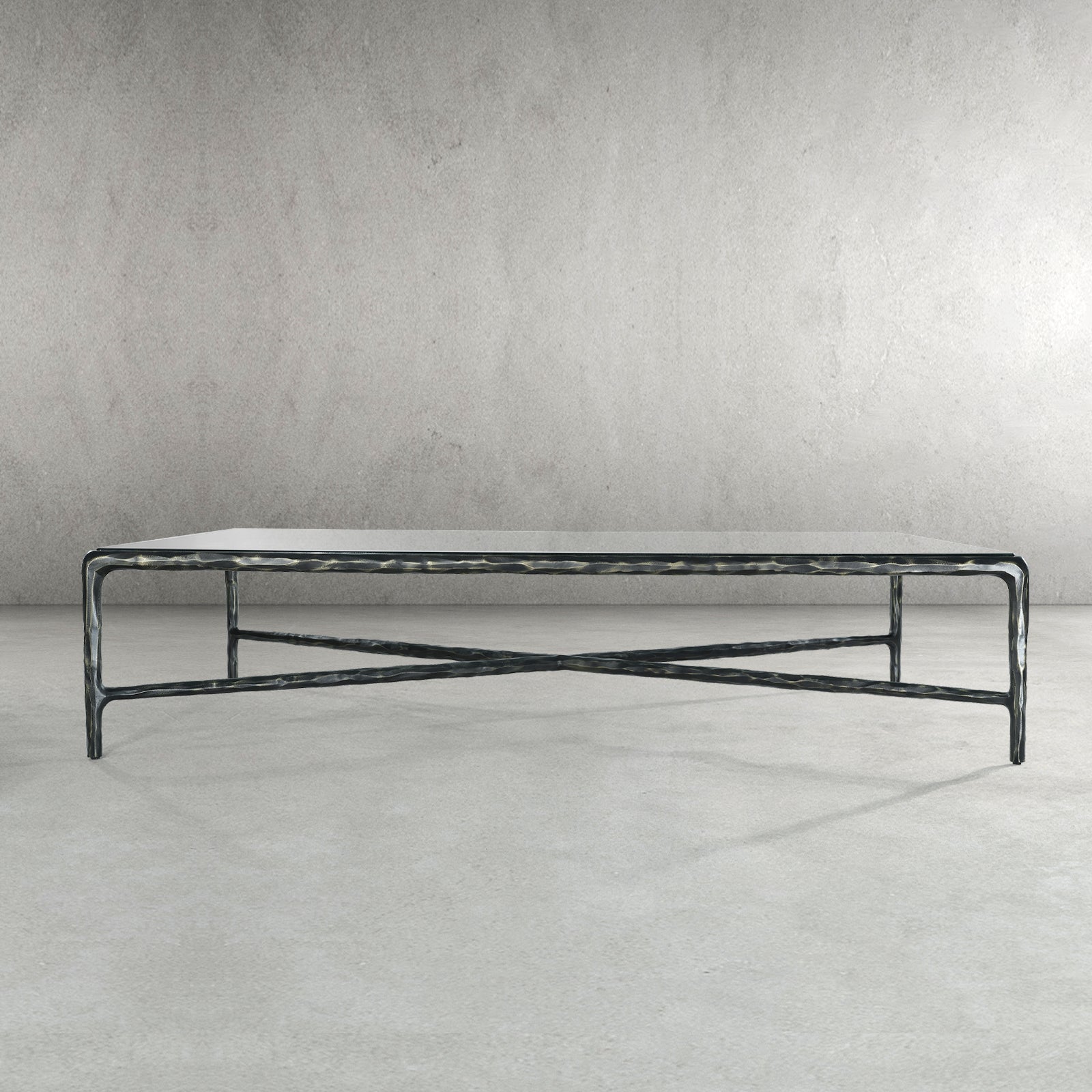 Hand Forged Metal Square Glass Coffee Table