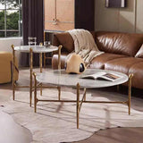 Hand Forged Metal Round  Horn Marble Coffee Table & Side Table