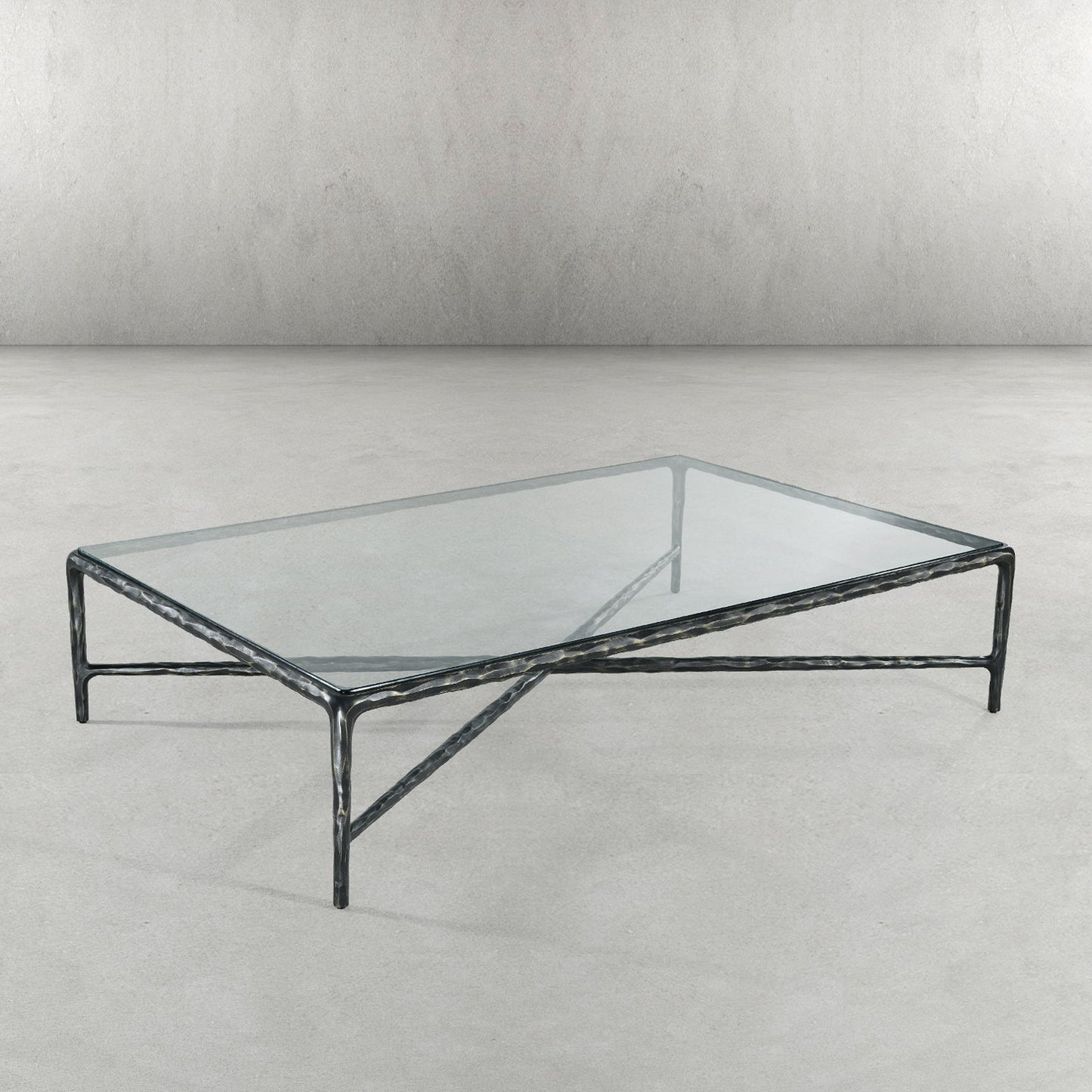Hand Forged Metal Square Glass Coffee Table