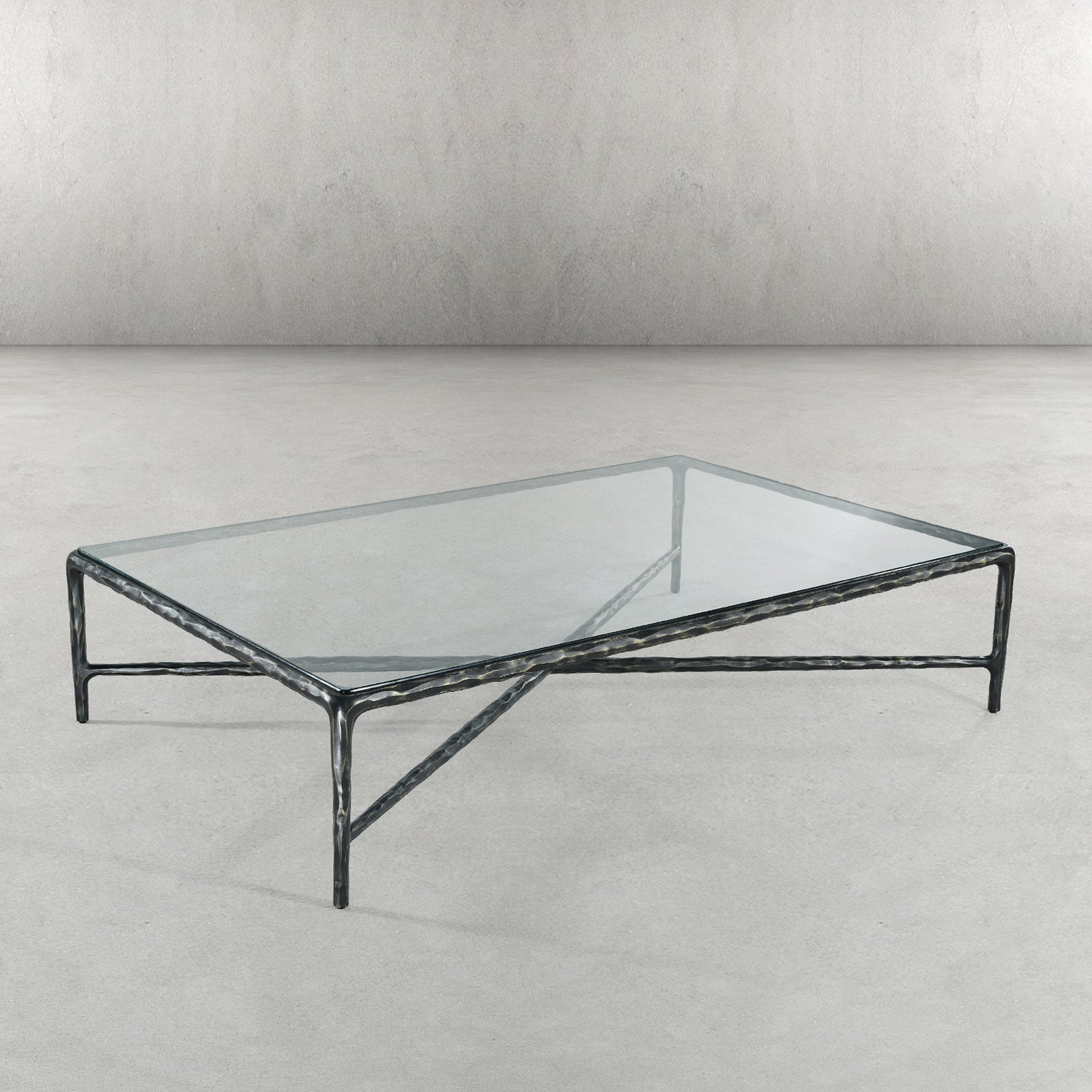 Hand Forged Metal Square Glass Coffee Table