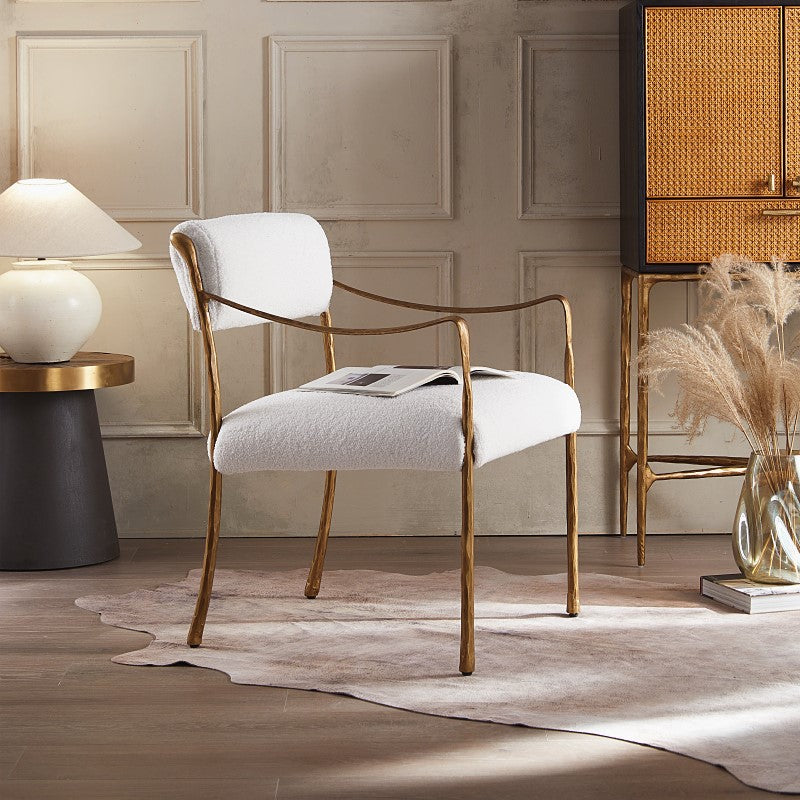 Hand Forged Metal Retro Copper Iron Frame Armless Dining Chair