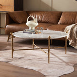 Hand Forged Metal Round  Horn Marble Coffee Table & Side Table