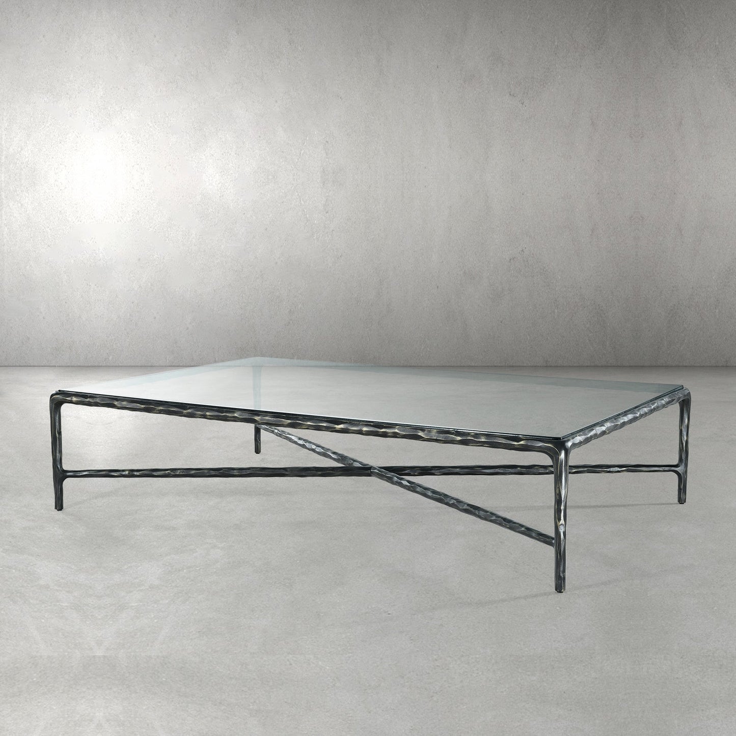 Hand Forged Metal Square Glass Coffee Table