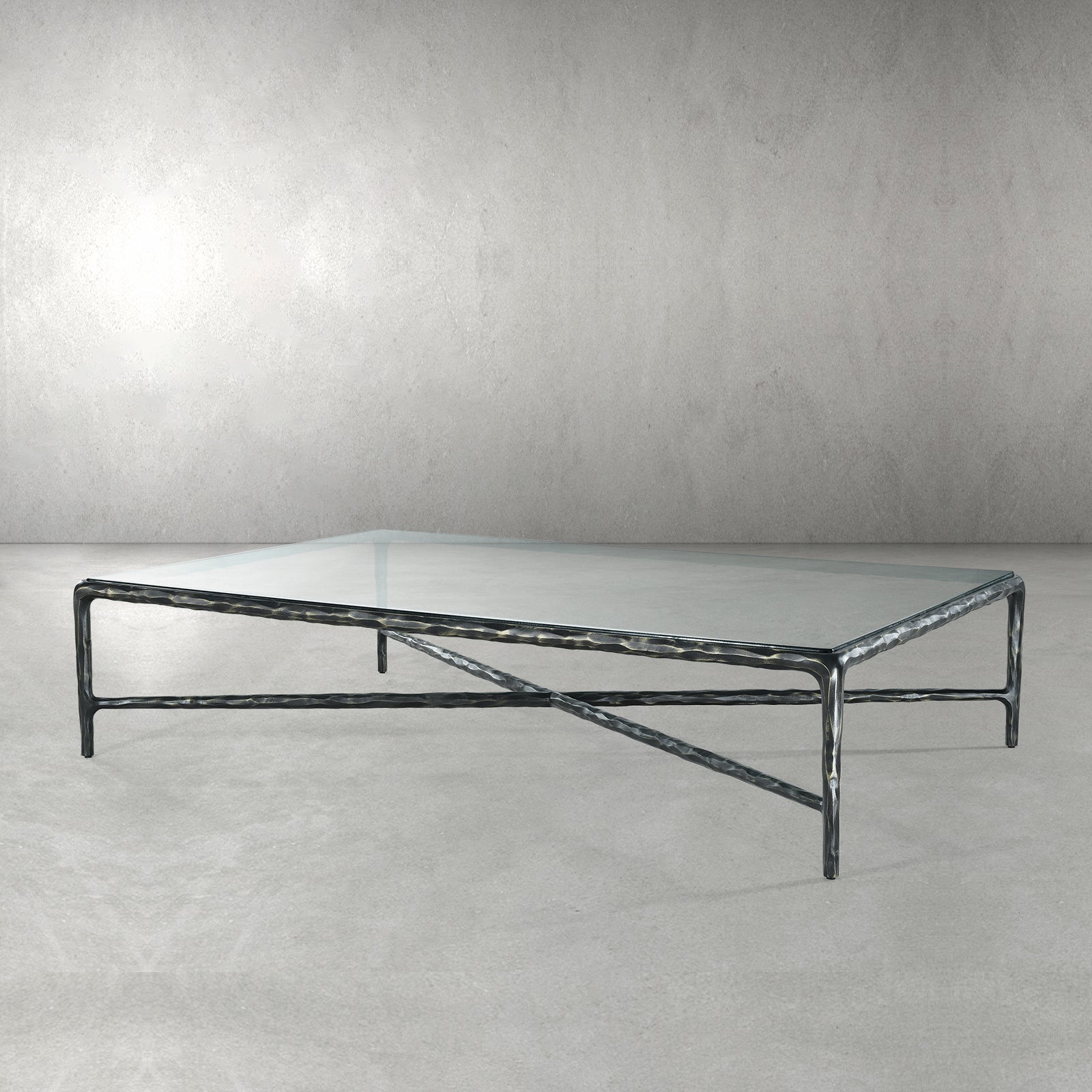 Hand Forged Metal Square Glass Coffee Table