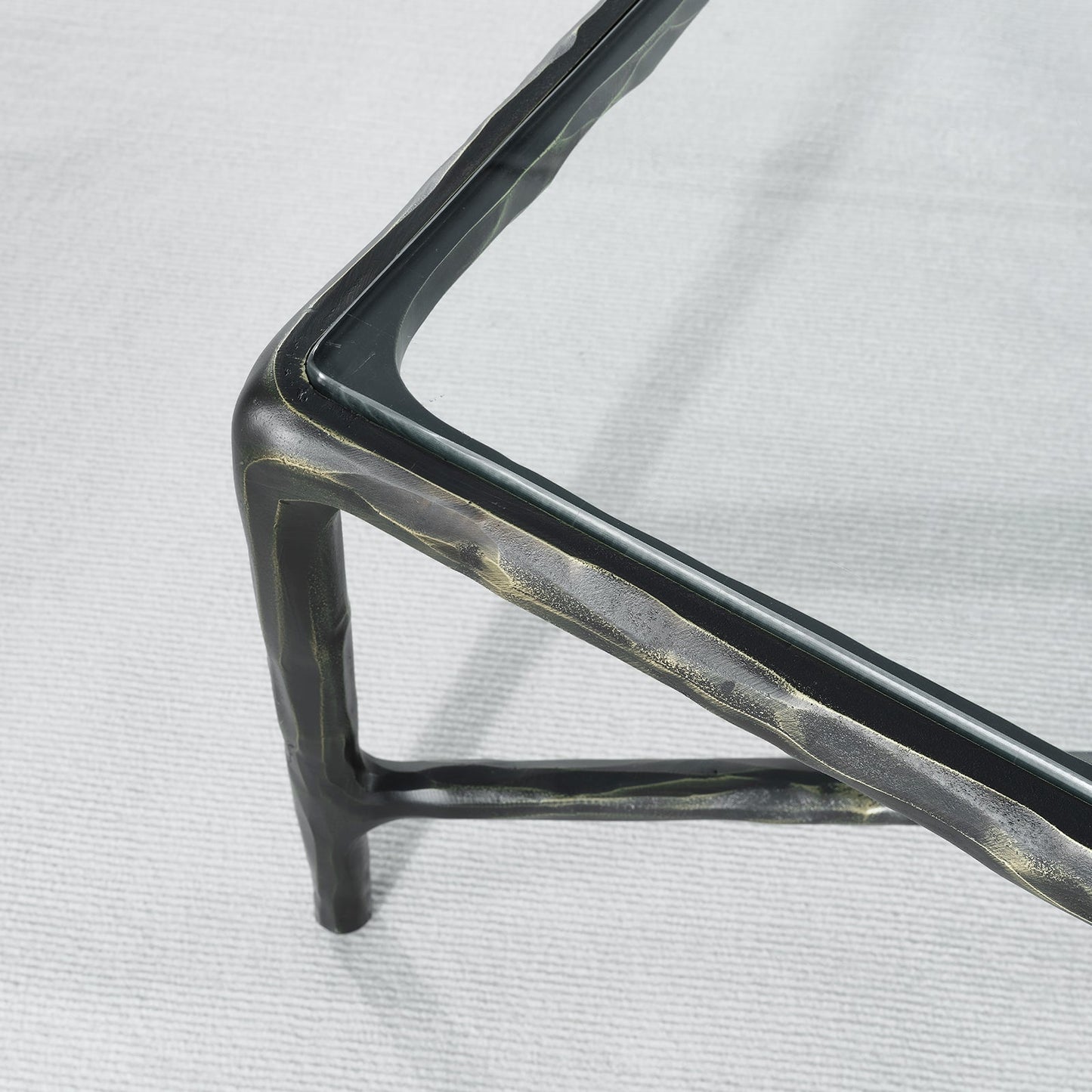 Hand Forged Metal Square Glass Coffee Table