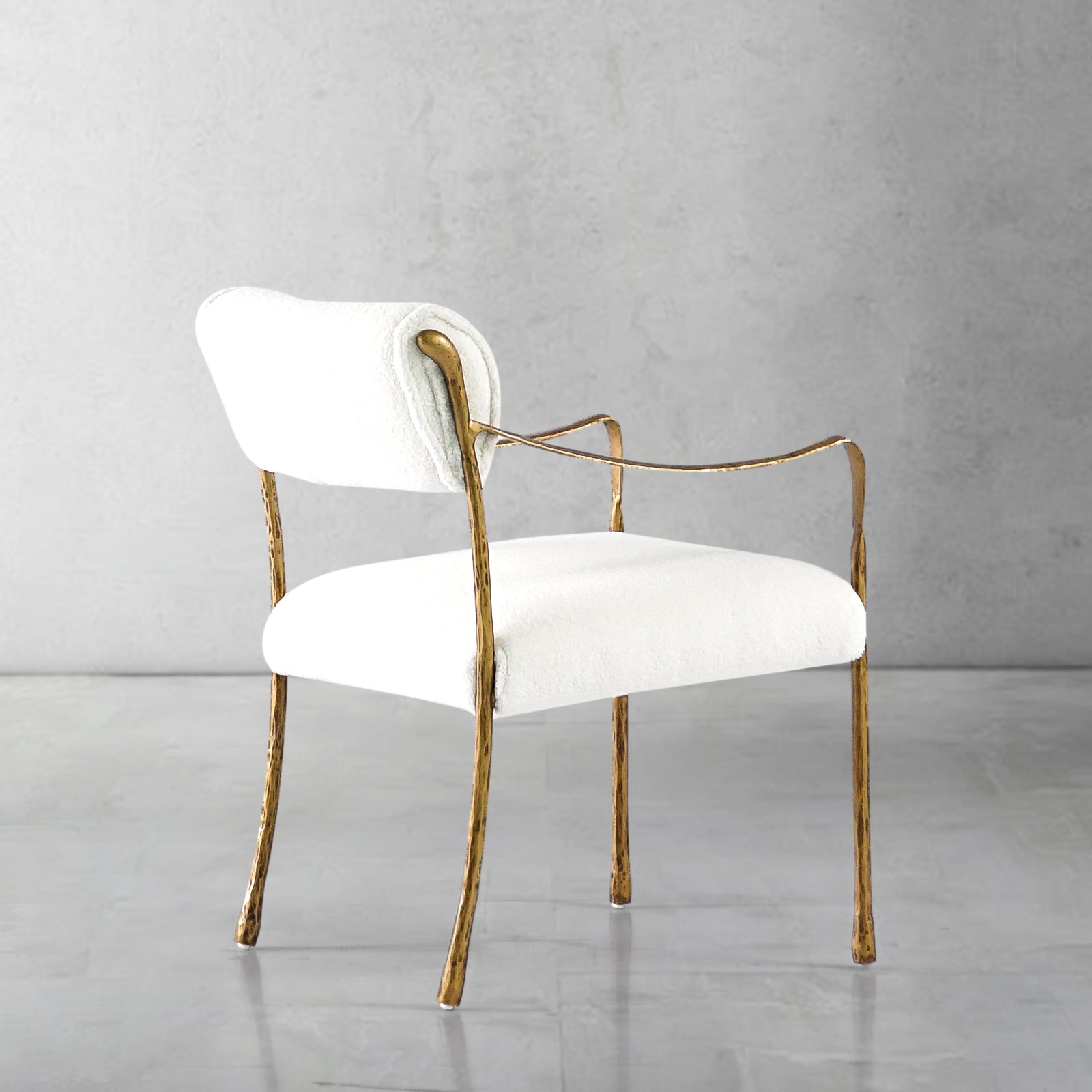 Hand Forged Metal Retro Copper Iron Frame Dining Chair