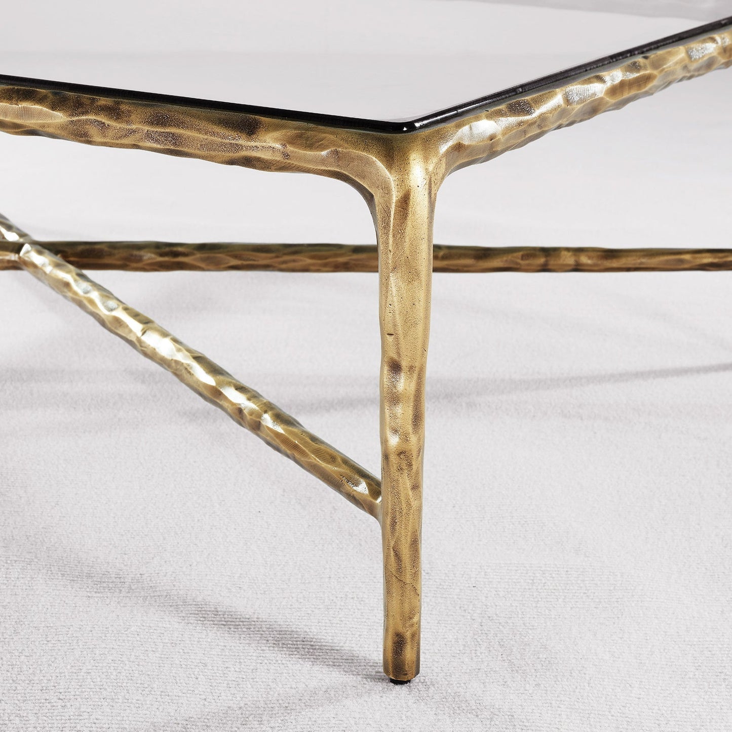 Hand Forged Metal Square Glass Coffee Table