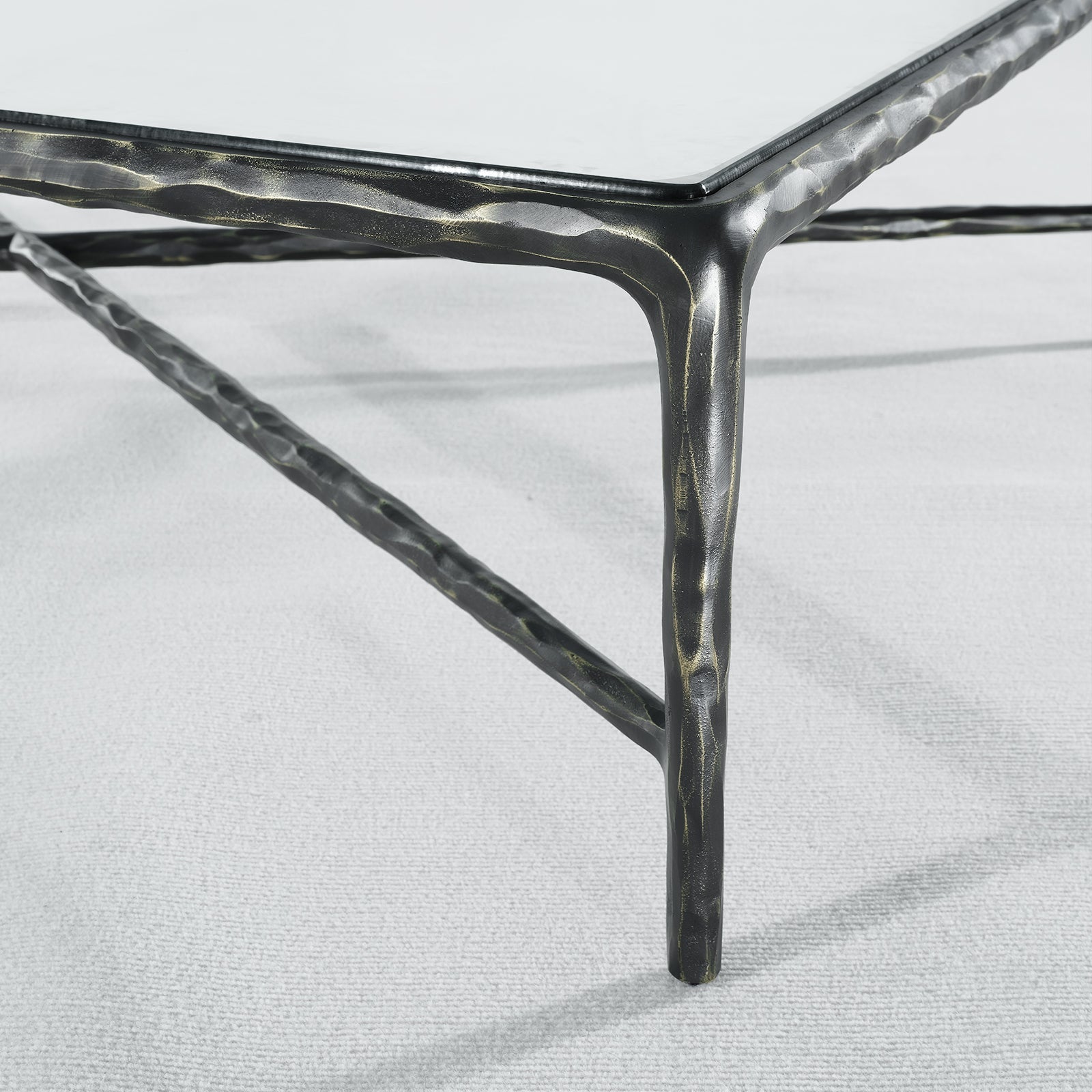Hand Forged Metal Square Glass Coffee Table