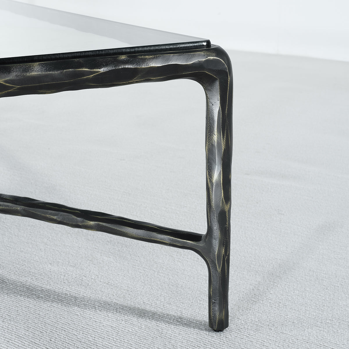 Hand Forged Metal Square Glass Coffee Table