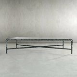 Hand-Forged Metal Rectangle Glass Coffee Table