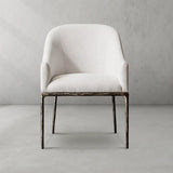 Hand Forged Metal Slope Fabric Dining Armchair