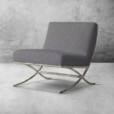 Hand Forged Metal X-base Leather Slipper Chair
