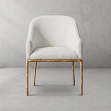 Hand Forged Metal Slope Fabric Dining Armchair