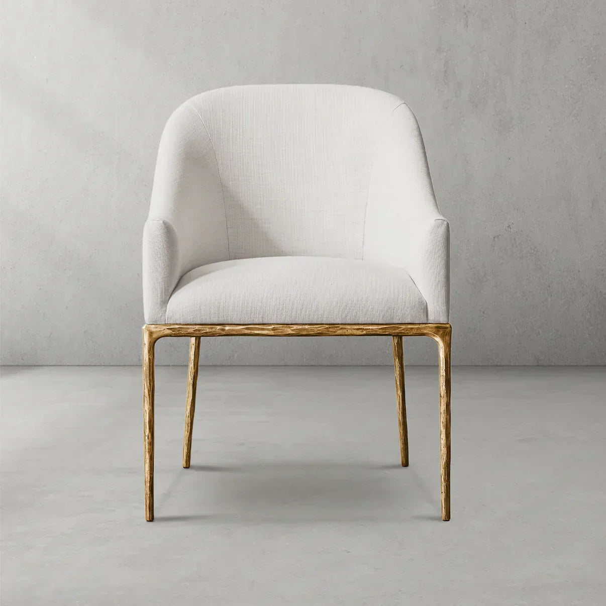Hand Forged Metal Slope Fabric Dining Armchair