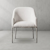 Hand Forged Metal Slope Fabric Dining Armchair