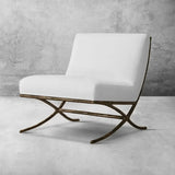Hand Forged Metal X-base Leather Slipper Chair