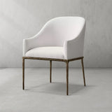 Hand Forged Metal Slope Fabric Dining Armchair