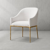 Hand Forged Metal Slope Fabric Dining Armchair