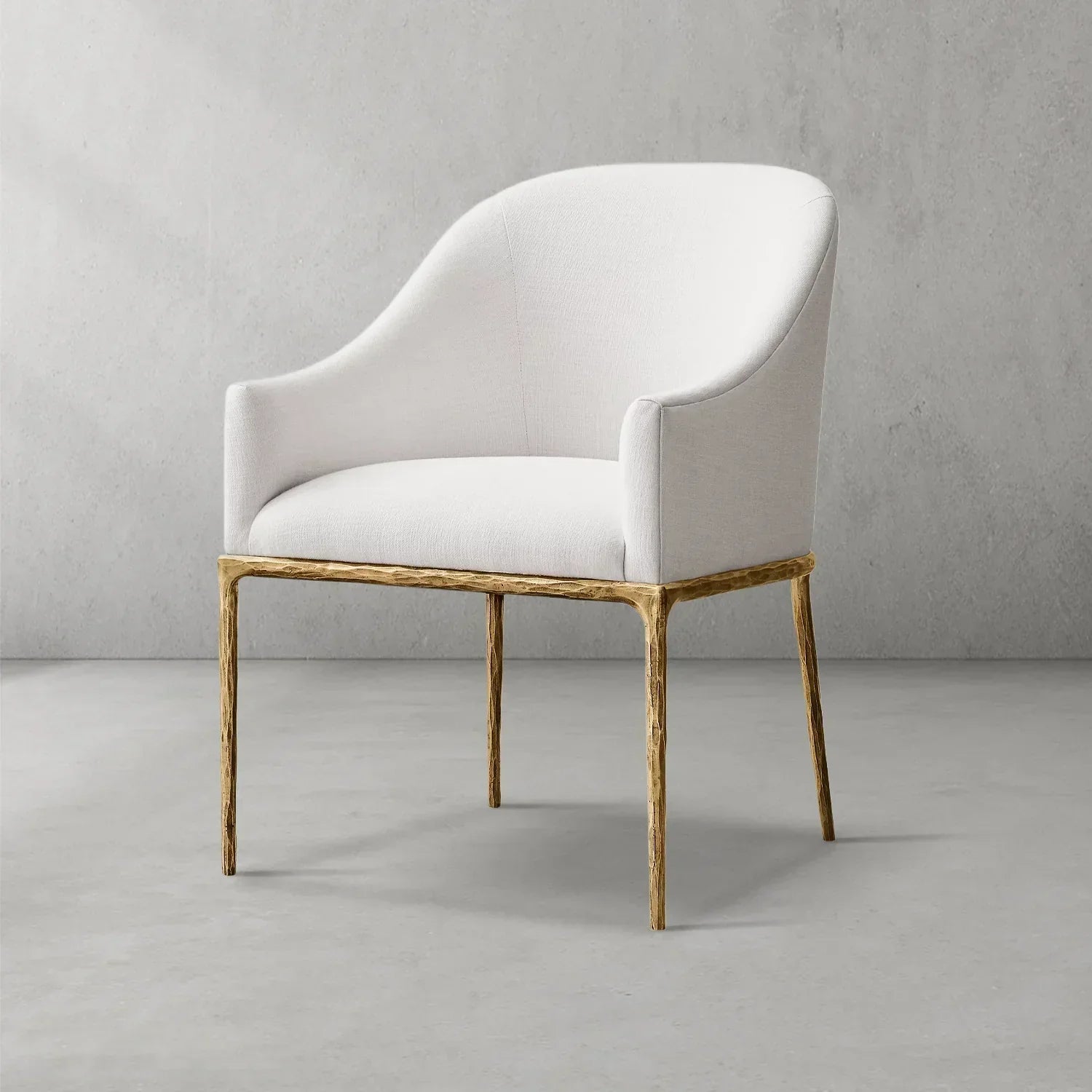 Hand Forged Metal Slope Fabric Dining Armchair