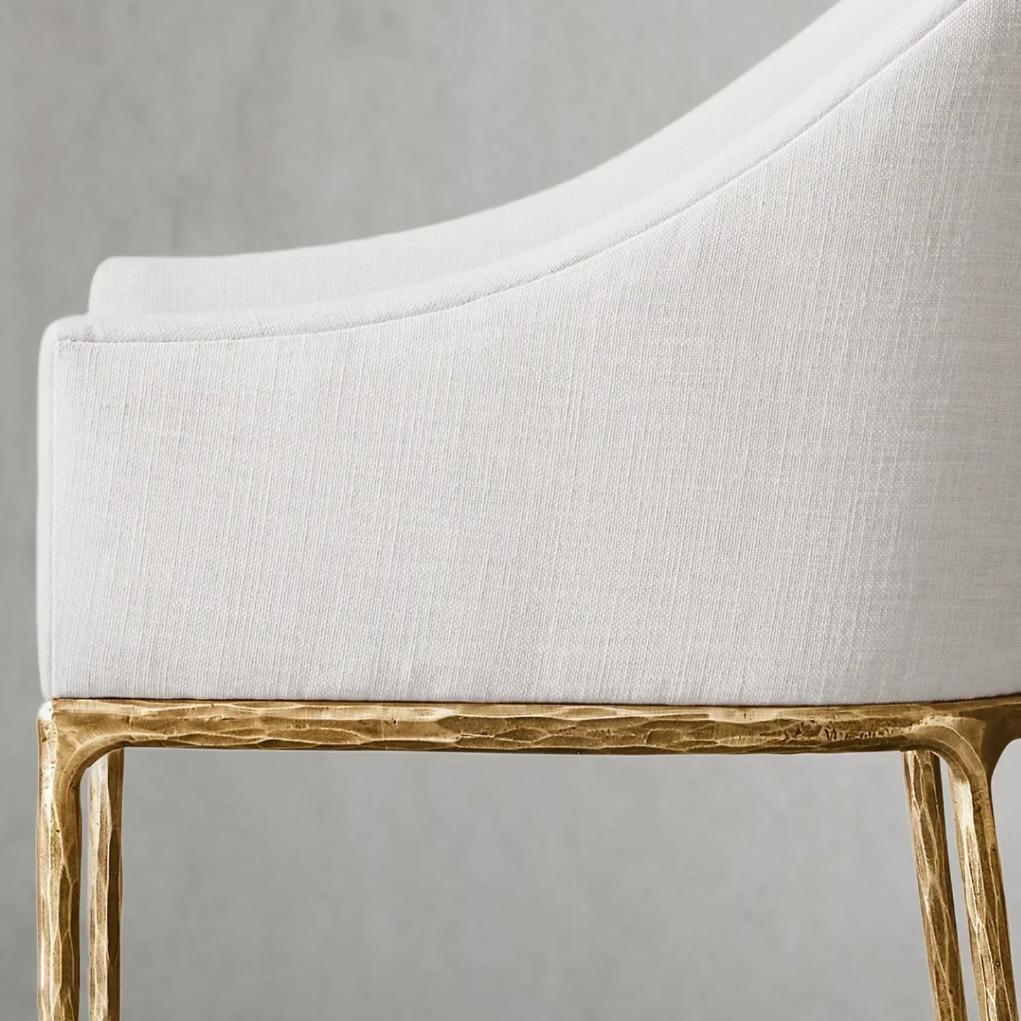Hand Forged Metal Slope Fabric Dining Armchair