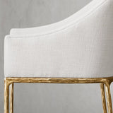 Hand Forged Metal Slope Fabric Dining Armchair
