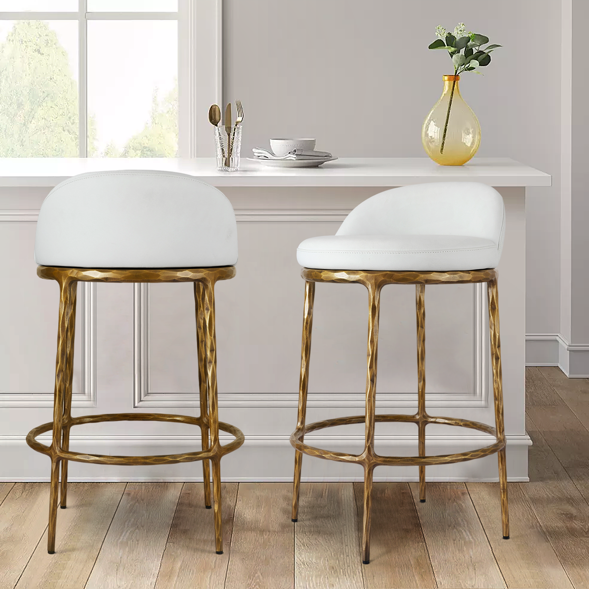 Hand Forged Metal Bar Swivel Counter Stool