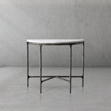Hand Forged Metal Semi-Circle Marble Console Table