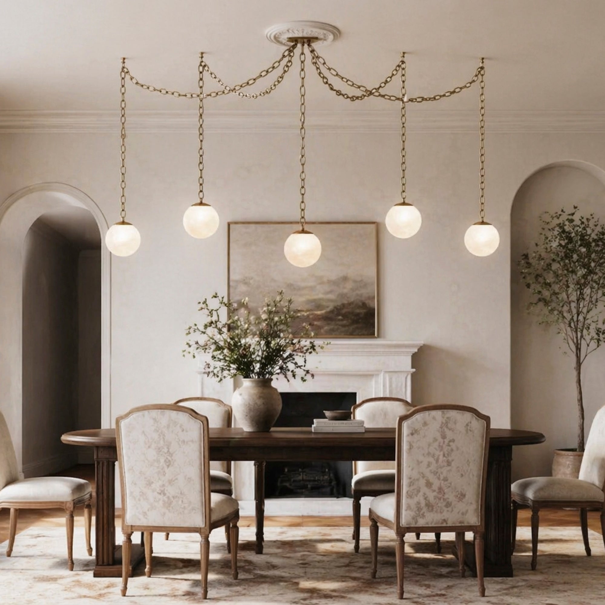 Valen Alabaster 5 Swag Chandelier