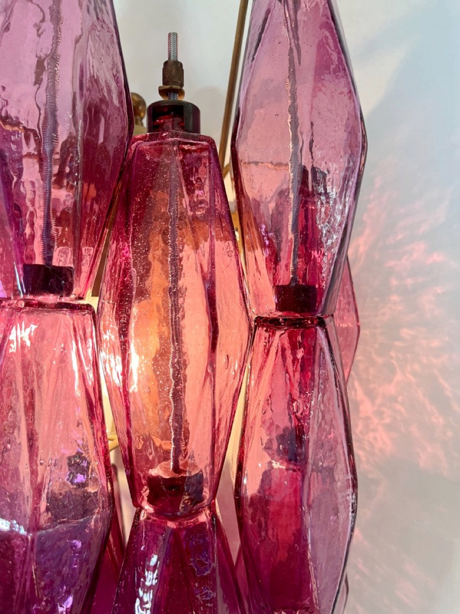 Murano-Style Wall Lamp | 17 Purple Poliedri Glass | Set of 2