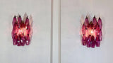 Murano-Style Wall Lamp | 17 Purple Poliedri Glass | Set of 2