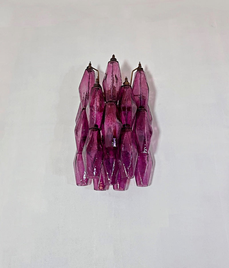 Murano-Style Wall Lamp | 17 Purple Poliedri Glass | Set of 2