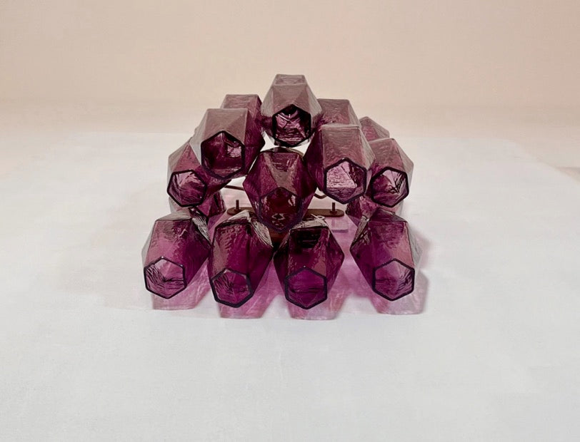 Murano-Style Wall Lamp | 17 Purple Poliedri Glass | Set of 2