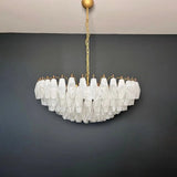Verona White Alabaster Glass Round Chandelier 35" – 185 glass