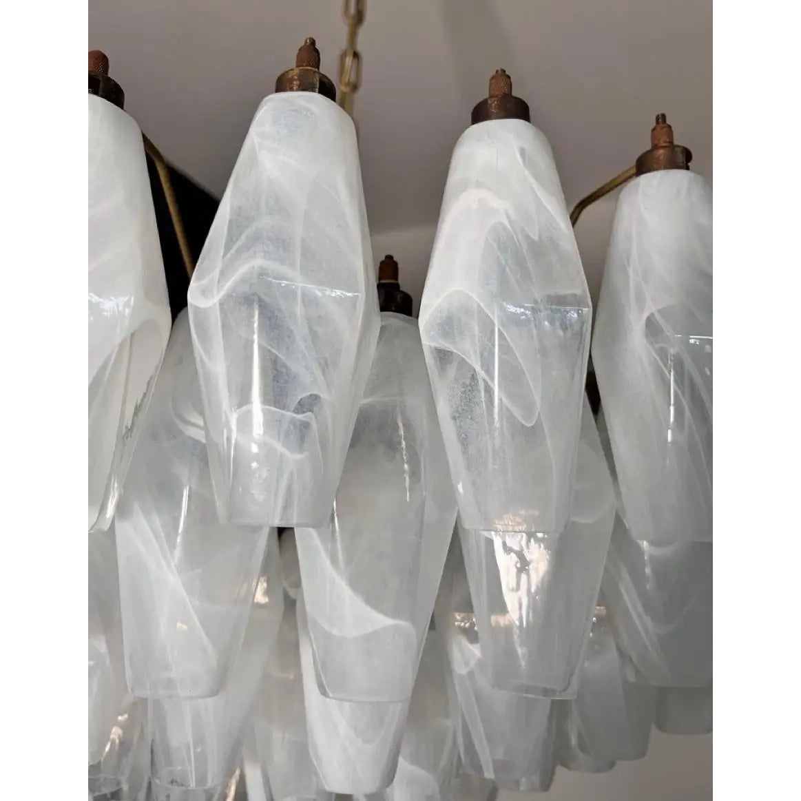 Verona White Alabaster Glass Round Chandelier 35" – 185 glass