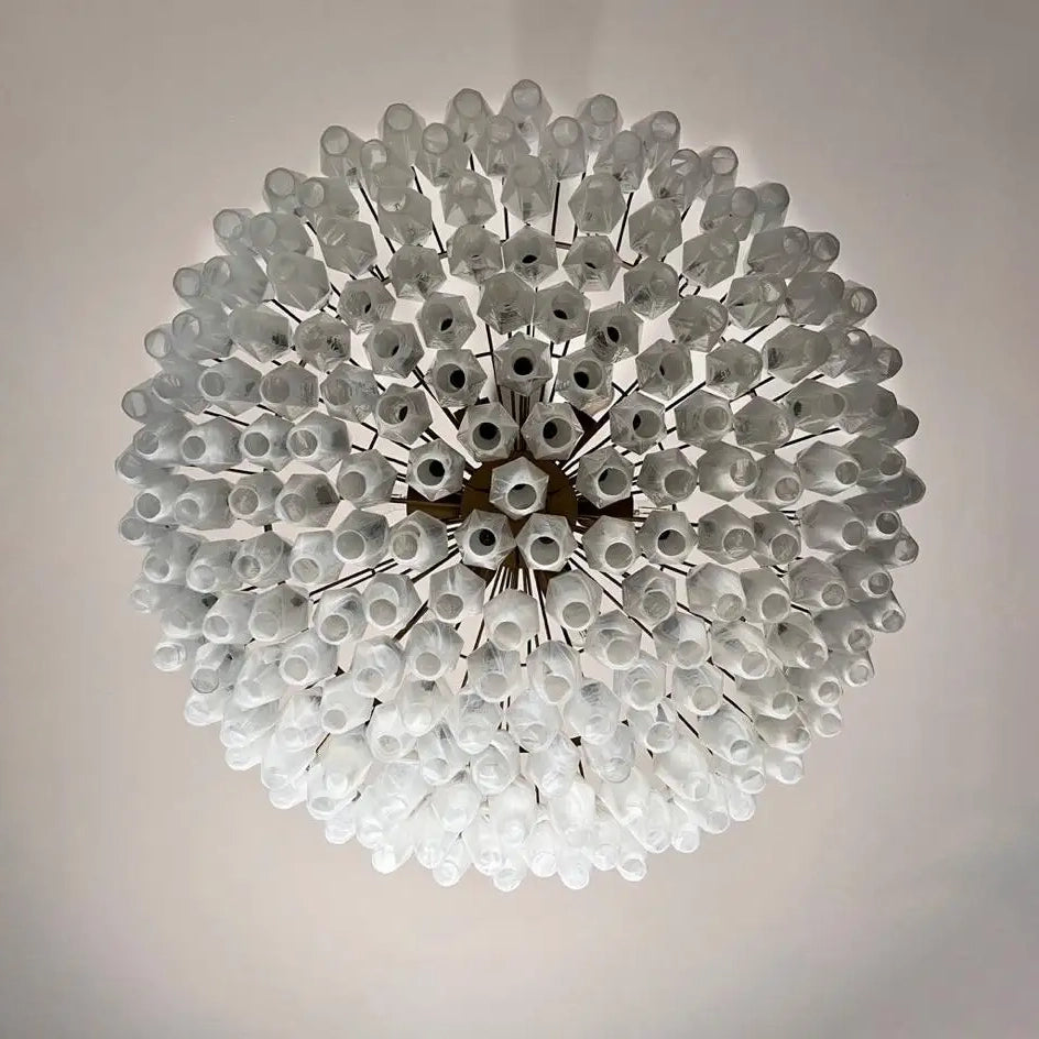 Verona White Alabaster Glass Round Chandelier 35" – 185 glass