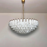 Verona White Alabaster Glass Round Chandelier 35" – 185 glass