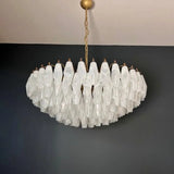 Verona White Alabaster Glass Round Chandelier 35" – 185 glass