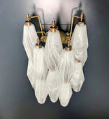 Murano-Style Wall Lamp | 17 White Alabaster Poliedri Glass | Set of 2