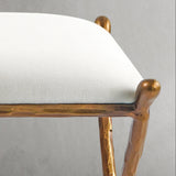Hand Forged Metal Horn Fabric Base Stool