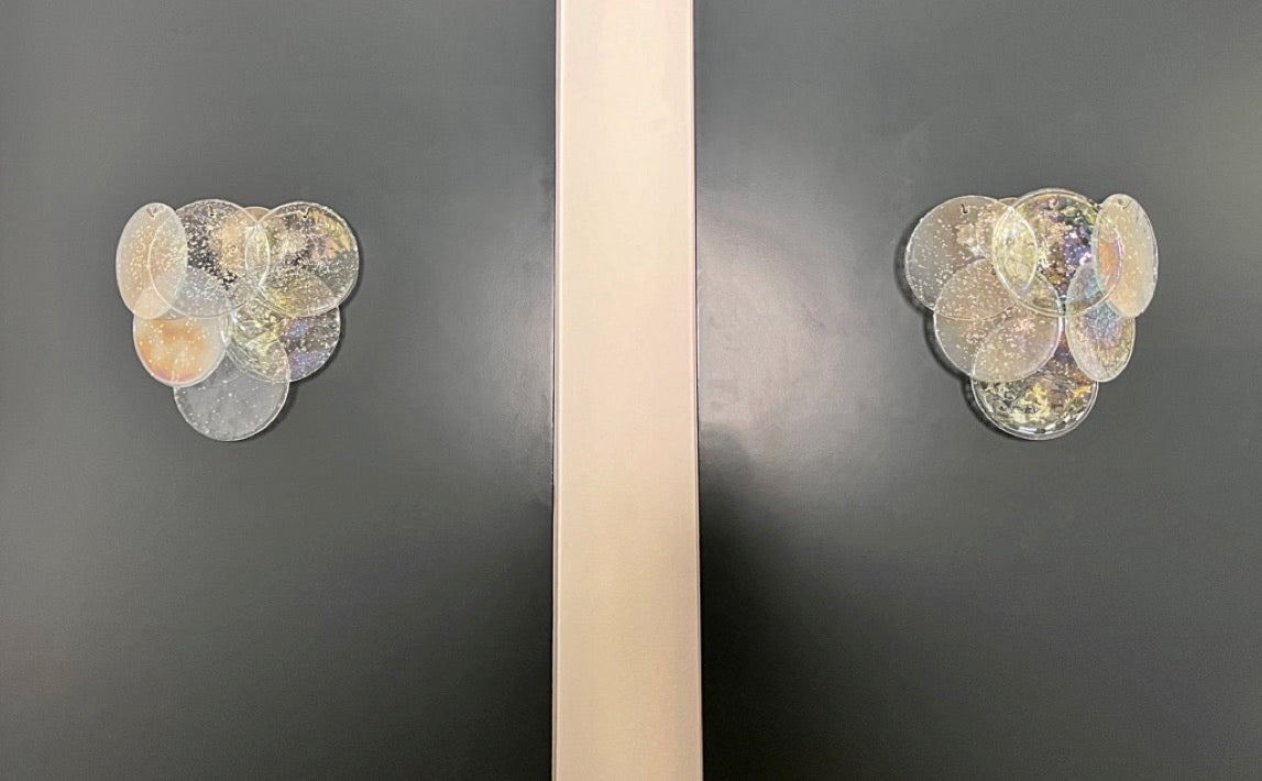 Murano-Style Wall Lamp | 6 Iris Disc Glass | Set of 2