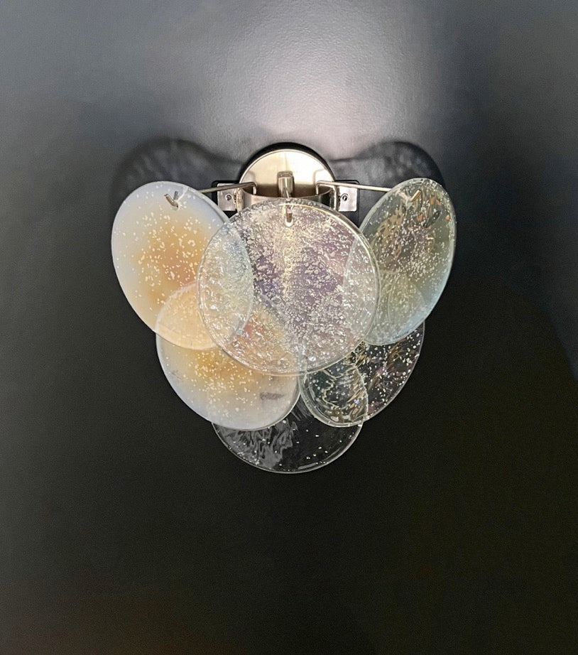 Murano-Style Wall Lamp | 6 Iris Disc Glass | Set of 2