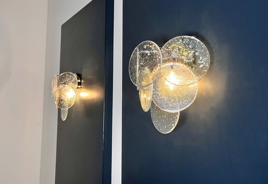 Murano-Style Wall Lamp | 6 Iris Disc Glass | Set of 2