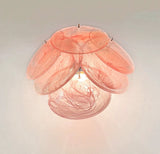 Murano-Style Wall Lamp | 6 Pink Alabaster Disc Glass | Set of 2