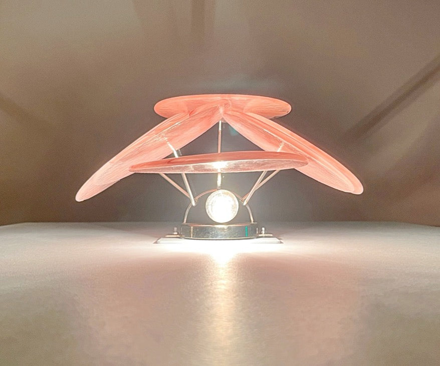 Murano-Style Wall Lamp | 6 Pink Alabaster Disc Glass | Set of 2